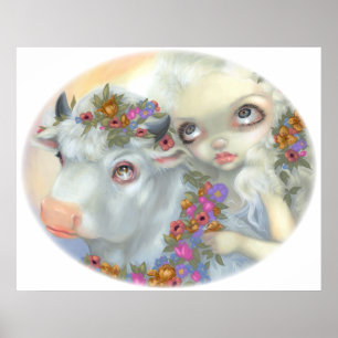 Mestkoel Zeus en Europa ART PRINT lowbrow mytholog