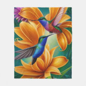 Mestvogels op Oranje bloesems Fleece Deken (Voorkant)