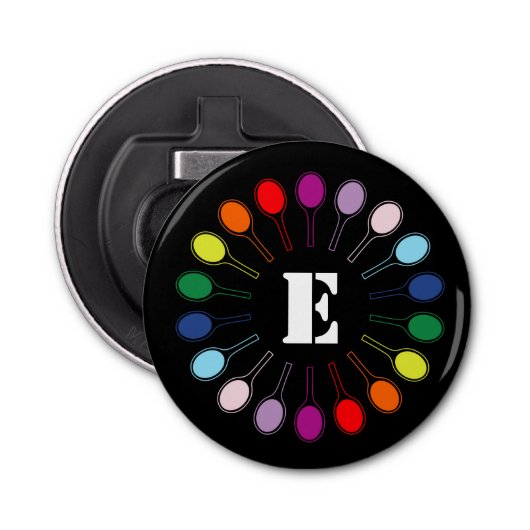 Met aangepaste monogram Tennis-rackets Button Flesopener (Voorkant)