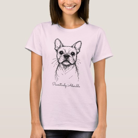 🐶Met aangepaste tekst, Frenchie Line Muse T-shirt (Voorkant)