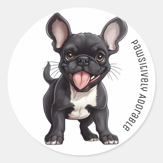 🐶Met aangepaste tekst, Frenchie puppy Ronde Sticker (Voorkant)