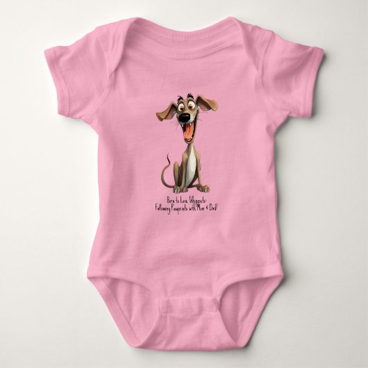 Met aangepaste tekst, 🐶gekke 🤪 whippet romper (Voorkant)