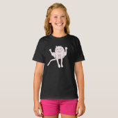 Met acrobatie springende witte atlete kat T-Shirt (Voorkant volledig)
