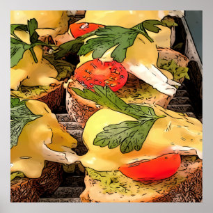 Met Avocado op Toast gepoakte eieren Poster