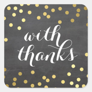 MET BEDANKT SEAL modern gouden confetti krijtbord Vierkante Sticker