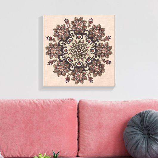 met bloemmandala omwikkeld canvas (Insitu (Woonkamer))