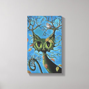 Met boomkat omwikkeld canvas afdruk