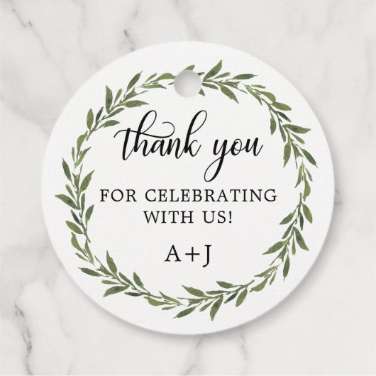 Met Botanische Wreath Weddenschap Wit bedankt Bedankjes Labels (Achterkant)