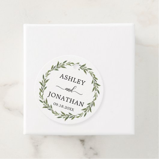 Met Botanische Wreath Weddenschap Wit bedankt Bedankjes Labels (In situ)