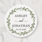 Met Botanische Wreath Weddenschap Wit bedankt Bedankjes Labels (Voorkant)