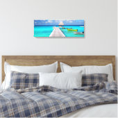Met boten in een tropische lagune canvas afdruk (Insitu (Slaapkamer))