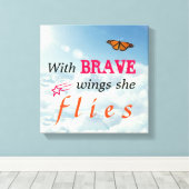 Met brave vleugels vliegt ze canvas afdruk (Insitu (Houten vloer))