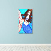 met brunette mermaid omwikkeld canvas (Insitu (Houten vloer))