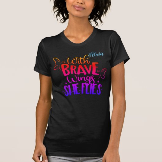 Met dappere vleugels voor dames t-shirt (Voorkant)