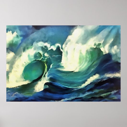 Met de 'flow crashing Ocean Waves Art' Poster (Voorkant)