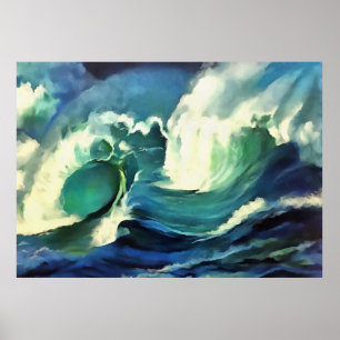 Met de 'flow crashing Ocean Waves Art' Poster