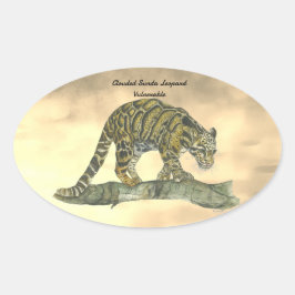 Met de hand beschilderd Bedreigd Verwolkt Luipaard Ovale Sticker