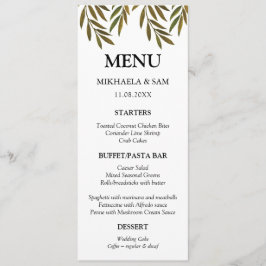 Met de hand beschilderde bladeren Menu Kaart