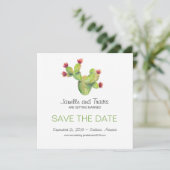 Met de hand beschilderde Cactus Trouw Save the Dat Save The Date (Staand voorkant)