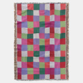 met de hand gebreide kleurrijke patchwerkvierkantj deken (Voorkant Verticaal)
