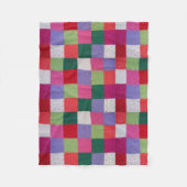 met de hand gebreide kleurrijke patchwerkvierkantj fleece deken (Voorkant)