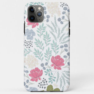 Met de hand geïllustreerd bloem- en bladpatroon iPhone 11 pro max hoesje