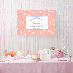 Met de hand geïllustreerde baby-eendjes Roze baby Spandoek
