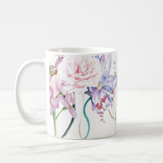 Met de hand geïllustreerde bloemenprint koffiemok