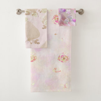 Met de hand geïllustreerde bloemenprint wasbadhand bad handdoek