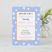 Met de hand geïllustreerde cute eendjes kids blauw kaart (Staand voorkant)