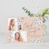 Met de hand geïllustreerde florale klasse van 2019 aankondiging (Staand voorkant)