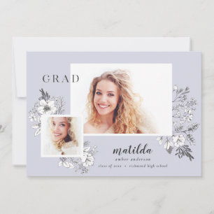 Met de hand geïllustreerde florale multi-foto afst aankondiging