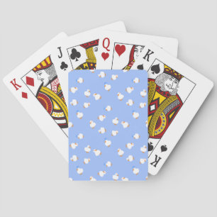 Met de hand geïllustreerde leuke Kawaii-eenden in Pokerkaarten