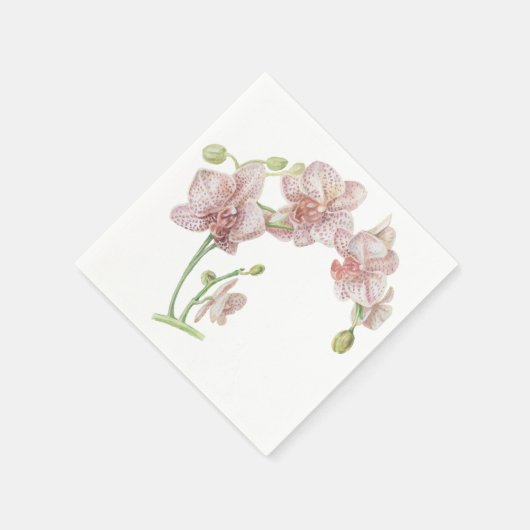 met de hand geillustreerde orchidee servet (Hoek)