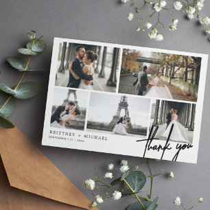 Met de hand gekartelde Moderne Foto Collage Bedankkaart