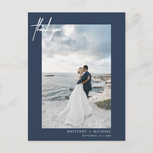 Met de hand gekartelde Simple Dusty Navy Blue Hart Briefkaart (Voorkant)