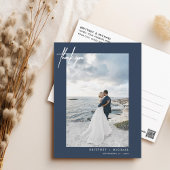 Met de hand gekartelde Simple Dusty Navy Blue Hart Briefkaart