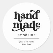 met de hand gemaakt | Boho Retro Look Verpakking P Ronde Sticker (Voorkant)
