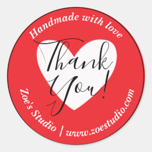Met de Hand Gemaakt, Dank Je! Klein Bedrijf Ronde Sticker