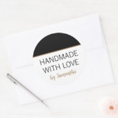 Met de Hand Gemaakt door Naam Zwart Goud Ronde Sticker (Envelop)