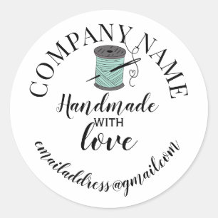 Met de hand gemaakt met liefde bedrijfsnaam ronde sticker