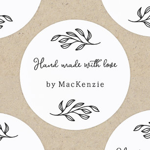 Met de Hand Gemaakt met Liefde Gepersonaliseerde B Ronde Sticker