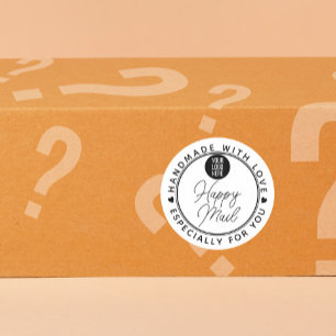 Met de hand gemaakt met liefde happy mail klein be ronde sticker