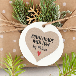 Met de Hand Gemaakt Met Liefde Kraft Persoonlijk Hart Sticker