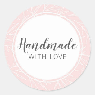 Met de hand gemaakt met liefde moderne botanische  ronde sticker