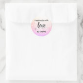 Met de hand gemaakt met liefde Roze Ombre Hart Per Ronde Sticker (Tas)