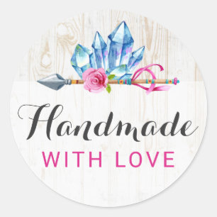Met de hand gemaakt met liefde Rustieke Boheemse K Ronde Sticker