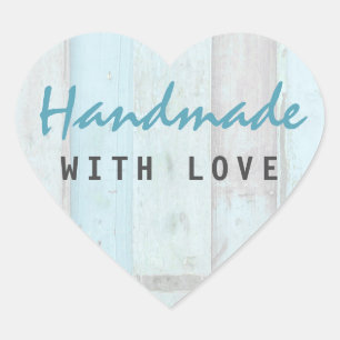 Met de hand gemaakt met liefde Rustieke Turquoise  Hart Sticker
