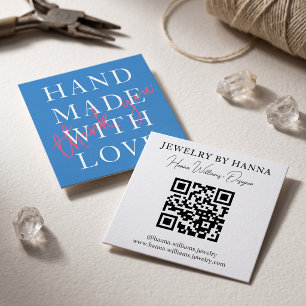 Met de hand gemaakt met liefde typografie ontwerp vierkante visitekaartje
