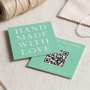 Met de hand gemaakt met liefde typografie ontwerp vierkante visitekaartje